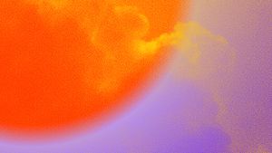 Stipple illustration of sun and magnetic storm and solar flare