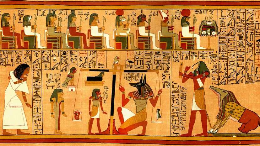 papyrus depiction of ancient Egyptian gods