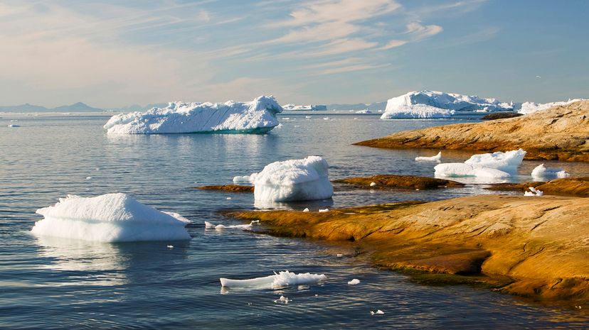 Coastline showing sparse ice and barren land