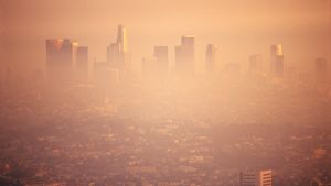 Smoggy view of the LA skyline