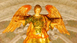 Painted statue of an angel