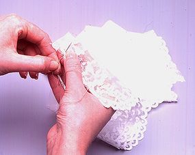 Fold the lace in half and sew the folded end.