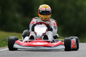 Lewis Hamilton of Great Britain and Mclaren-Mercedes takes to the track after at the Milton Keynes Daytona Kart-track during previews prior to the British Formula One Grand Prix at Silverstone in Northampton, England.