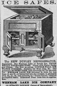 An 1874 advertisement for the Ice Safe.