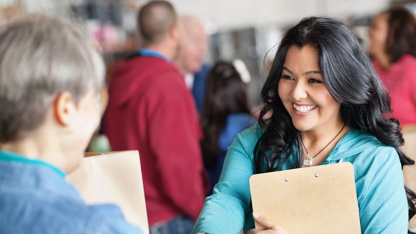 woman at donation center