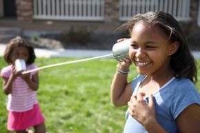 Kids with simple telephone