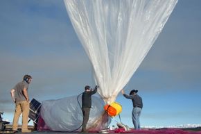A Project Loon balloon being prepped for test flight