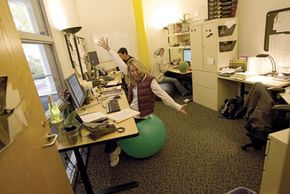 Google employees in their office space