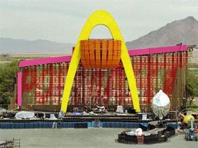 Admit it. That lonely golden arch set up for U2's 1997 stop in Las Vegas during its PopMart tour looks weird without the second arch McDonald's has gotten us used to.