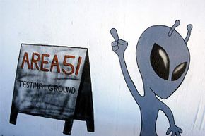 A sign at the Little Aleinn motel on the Exraterrestrial Highway, where Area 51 is located in Nevada, plays up the alien conspiracies idea.