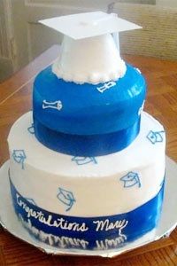 一个以砂浆板为灵感的蛋糕，上面写着“向新毕业生致敬”。”border=
