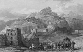 old black and white engraving of the great wall