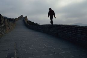 man walking on the great wall
