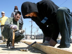 The rock band Linkin Park works with Habitat for Humanity to build a house. The charitable organization takes all kinds of donations, including lumber, appliances and paint.