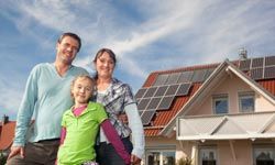 solar panels, home, family