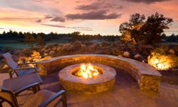 Fire pit at dusk.