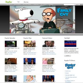 The Hulu.com home page. 