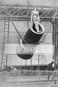 Zazel, the first female human cannonball act