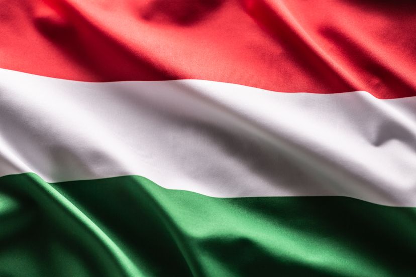 National flag of Hungary: red, white and green horizontal stripes