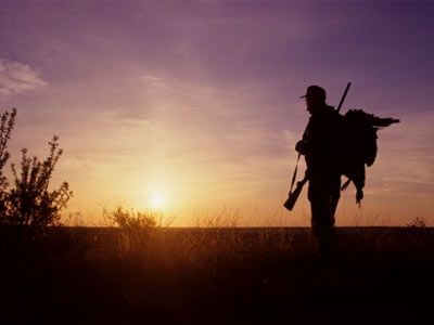 Turkey hunter at sunrise near Ballinger, Texas.