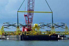 海洋可再生能源的TIDGEN涡轮机发电机单元已准备在Cobscook Bay Tidal Energy Project网站安装“border=