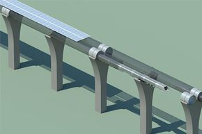 您正在查看带有带有太阳阵列的管子上的Hyperloop胶囊。“border=