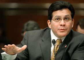 U.S. Attorney General Alberto Gonzales testifies at a Senate Judiciary hearing concerning, in part, the government's view of habeas corpus.