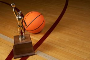 basketball and trophy