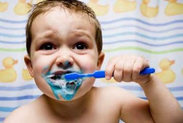 toddler brushing teeth