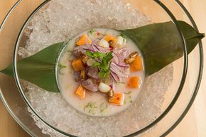 A ceviche dish made with red snapper and leche de tigre is served at the restaurant China Chilcanco in Washington, D.C.