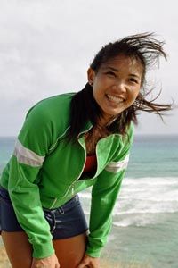 laughing girl on a beach