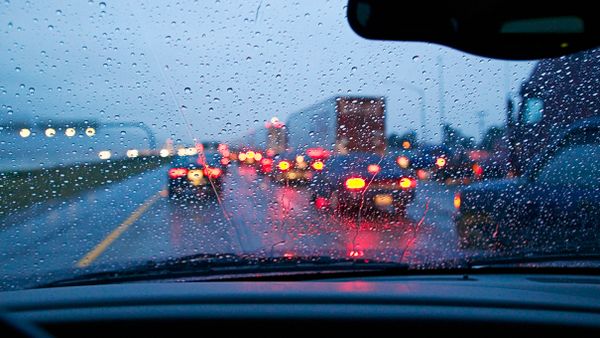 traffic jam, cars, rain