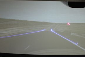 GM's full windshield head-up display technology, combined with night vision technology, allows for objects, such as deer, to be highlighted for the driver, preventing potential accidents.