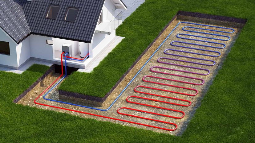 An illustration of a geothermal heat pump