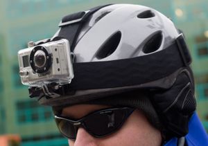 skier, helmet camera