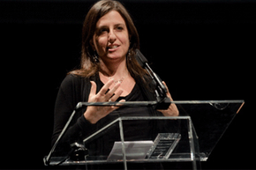 Rebecca Skloot speaks at the Chicago Public Library Foundation and Chicago Public Library gala benefit awards dinner at the University of Illinois at Chicago Forum on October 20, 2011 in Chicago, Illinois.