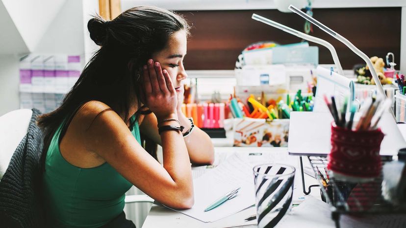 girl doing homework