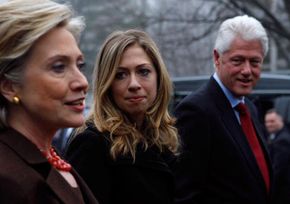 Hillary Clinton, shown in Chappaqua, N.Y., in February 2008, was supported by her daughter, Chelsea, and husband, former president Bill Clinton, during her bid for the presidency in 2008.