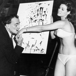 The appearance of Lycra in 1965 made swimsuits stretchy, fast-drying and even more revealing. Here, Salvador Dali kisses the hand of Raquel Welch.