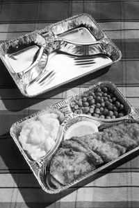 A TV dinner from 1955 -- the heat-and-eat meal's early days.