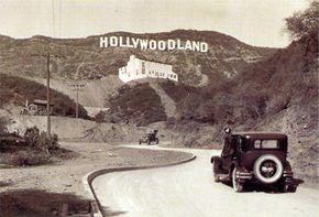 The original "Hollywoodland" sign in the 1920s.”width=