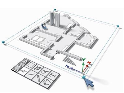 House floor plan, digital rendering.