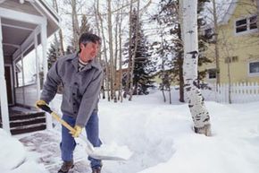 Here's what winter at home more likely resembles: shoveling snow from your front door.