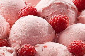 bowl of raspberry ice cream