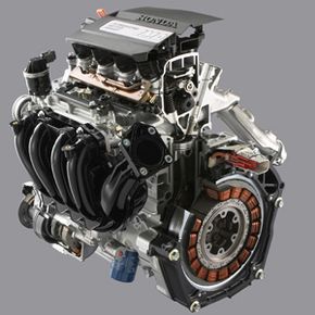 The Honda Civic Hybrid's 1.3-liter i-VTEC engine and electric motor