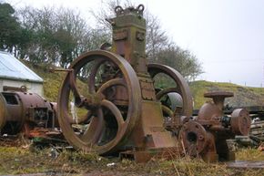 A Petter (Yeovil made) hot bulb engine at Laigh Dalmore quarry in Stair, East Ayrshire, Scotland. See more pictures of engines.