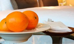 Oranges on hotel table