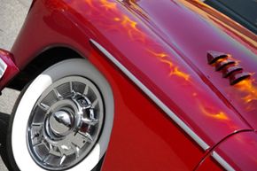 White sidewall tires (aka whitewalls) are often found on older cars and trucks.