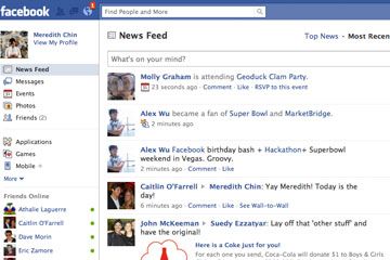 Screenshot of Facebook news feed page