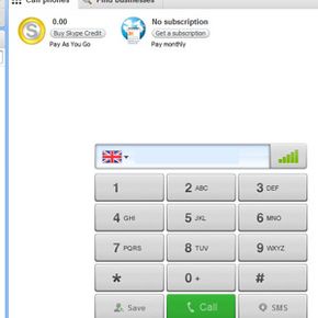 screen capture of Skype premium services